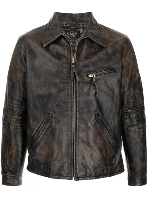 Ralph Lauren RRL zipped leather jacket Brown 782839937001
