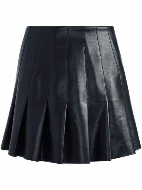 alice + olivia Carter faux leather pleated skirt Black CL000J16303R