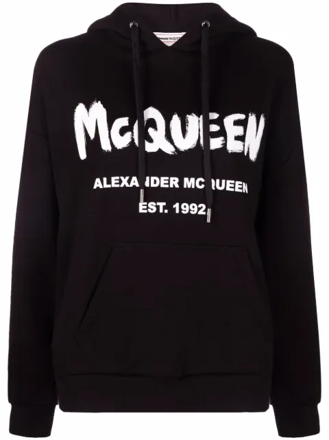 Alexander McQueen logo-print hoodie Black 674882QZAD5