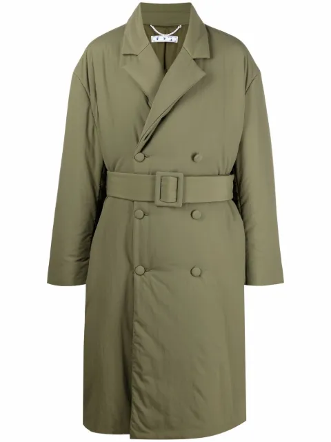 Off-White padded double-breasted coat Green OMER044F21FAB0015500