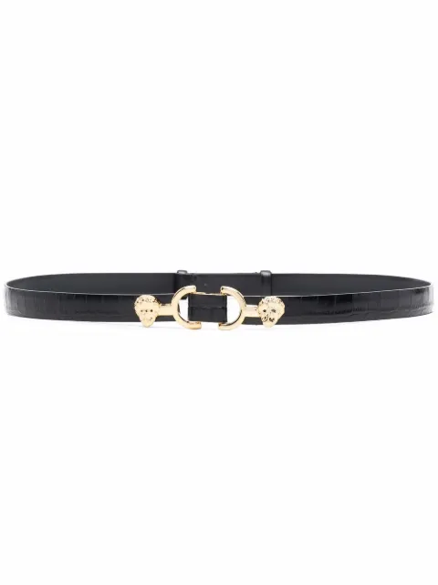Maje thin leather belt with lion bit Black MFACE00216