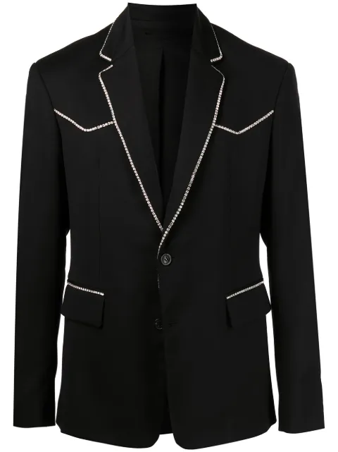 AMIRI crystal-trim single-breasted blazer Black MJF017001