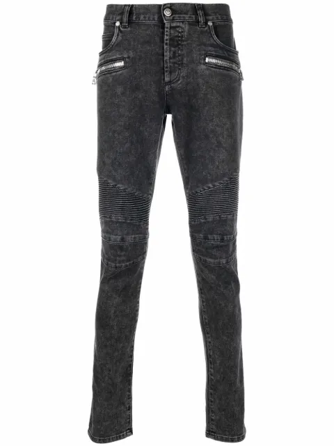 Balmain ribbed-knee slim-fit jeans Black XH1MG005DB67