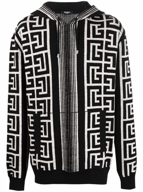 Balmain maxi monogram hoodie Black XH1JR070KB34