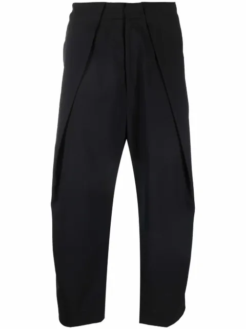 Balmain draped straight-leg cropped trousers Black XH1PN005CB40