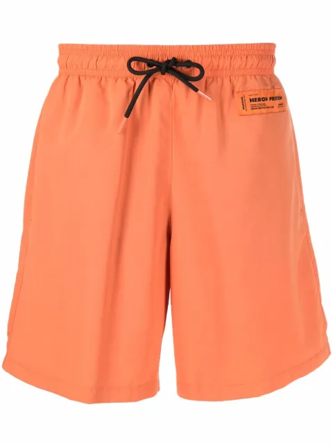 Heron Preston logo-patch swim shorts Orange HMFA005C99FAB0012200