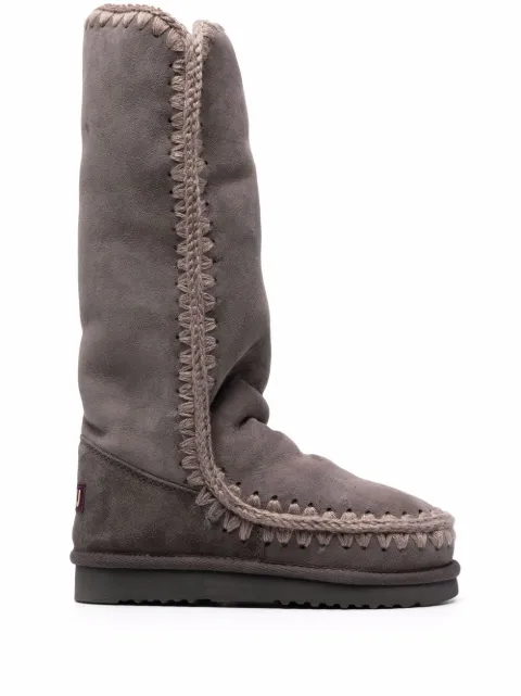 Mou logo-patch sheepskin boots Grey MUFW101002A