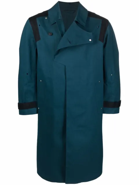 A-COLD-WALL* logo-badge longline trench coat Blue ACWMO055