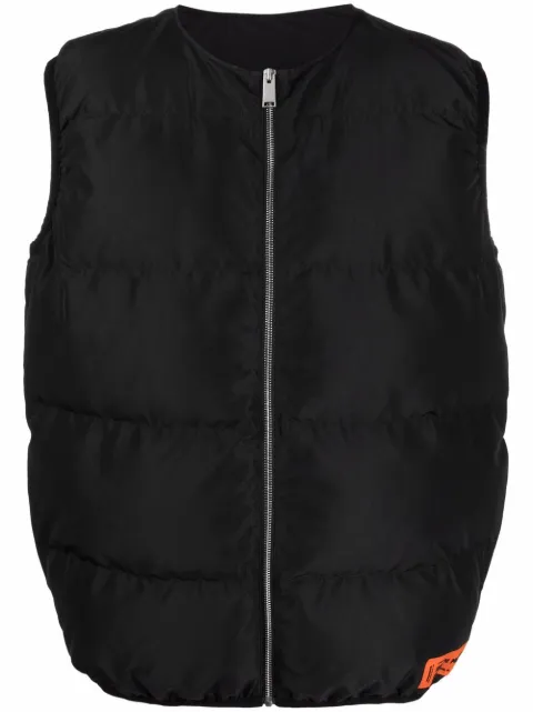 Heron Preston logo-tape padded gilet Black HMEA073S22FAB0011000