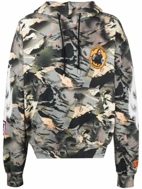 Heron Preston camouflage-print hoodie Green HMBB017S22JER0025901