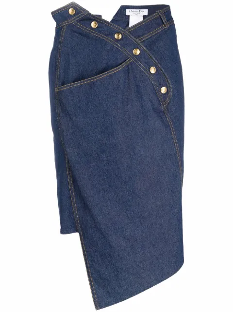 Christian Dior Pre-Owned 2000s asymmetric denim skirt Blue DIO138PT