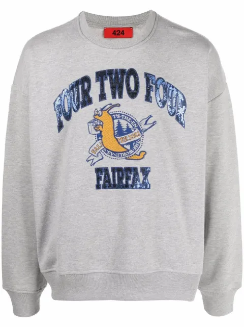 424 embroidered varsity-style sweatshirt Grey 31424M42R216530