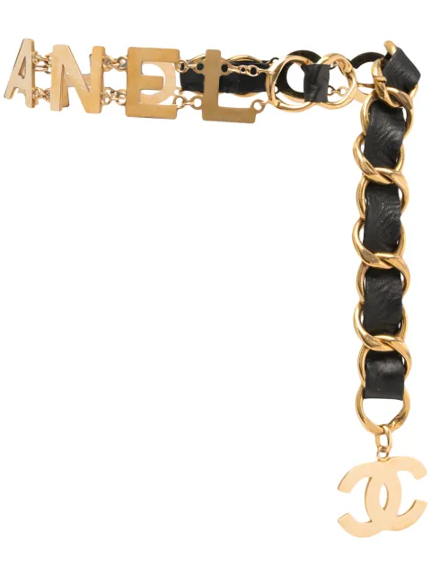 CHANEL Pre-Owned 1985-1993 Jumbo Coco Chanel leather-and-chain belt Gold BE29