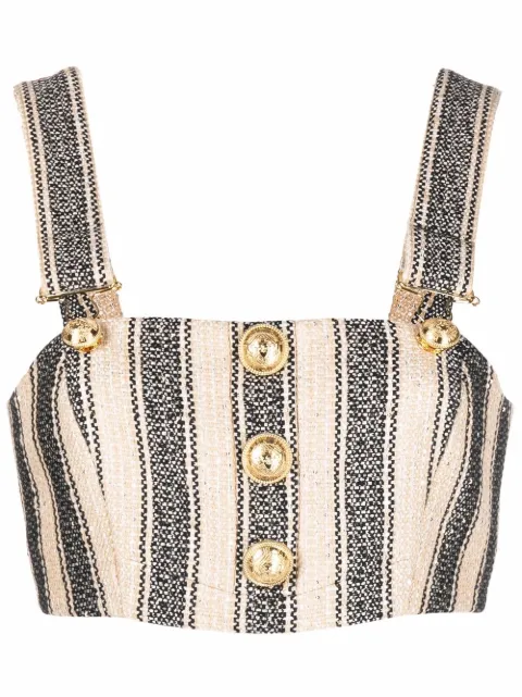 Balmain striped cropped top Neutrals XF1AA120XB30
