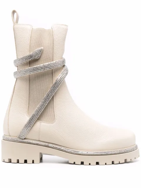René Caovilla rhinestone snake boots Neutrals C110590250001