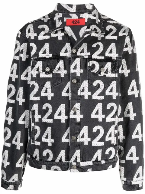 424 logo-print cotton-blend denim jacket Grey 31424HJ01R1216549
