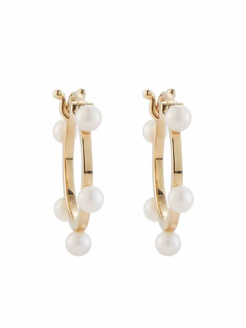 Mateo 14kt yellow gold small pearl dot hoops Gold 811266027089
