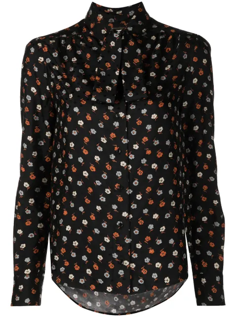 Saint Laurent floral-print long-sleeve blouse Black 660889Y5D17
