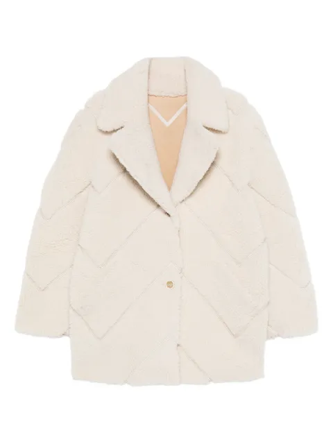 Off-White chevron-pattern shearling jacket White OWJA020E20LEA0010100