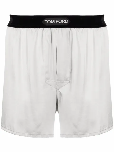 TOM FORD logo-waistband silk boxers Grey T4LE41010