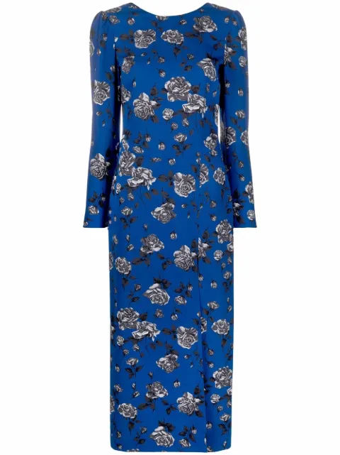 RED Valentino floral-print midi dress Blue RVACD565L