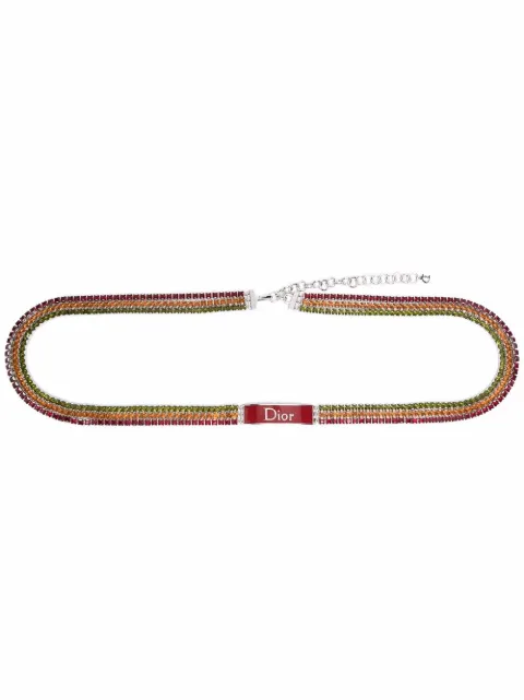 Christian Dior Pre-Owned 2000s rhinestone-embellished chain-link belt Red MULTICOLORBELT
