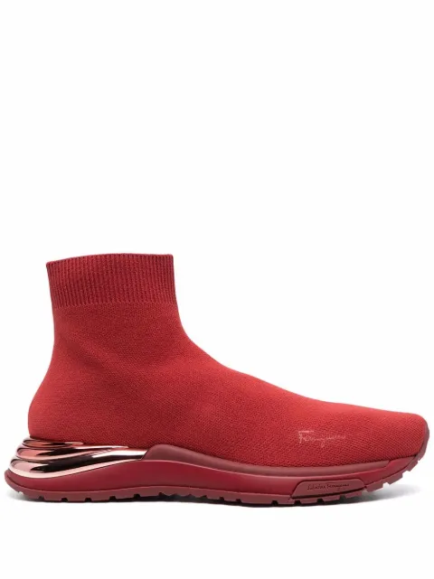 Ferragamo knitted high-top sneakers Red 746045
