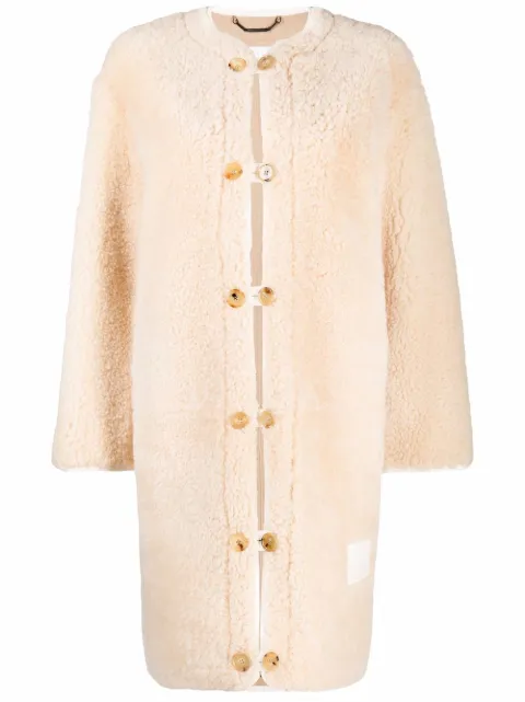 Chloé single-breasted shearling coat Neutrals CHC21ACM12205