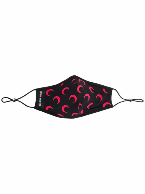 Marine Serre crescent moon-print face mask Black A131ICONXFW21JERPA0001