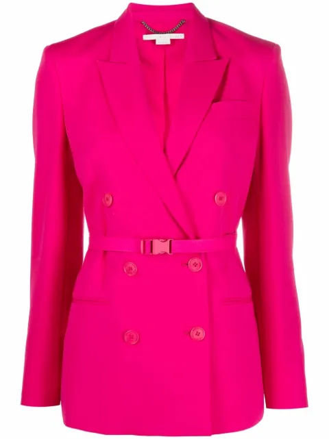 Stella McCartney peak-lapel belted-waist blazer Pink 603698SSA05