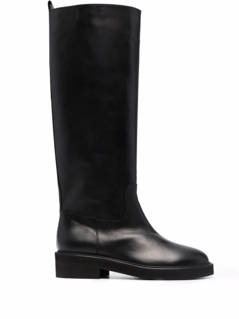 Via Roma 15 round-toe leather boots Black 3612