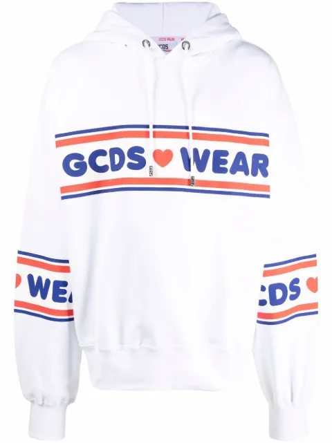 GCDS graphic-print cotton hoodie White CC94M021505