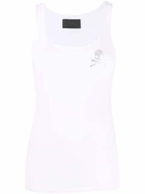 Philipp Plein rhinestone-embellished skull top White PAACWTK2425PJO002N