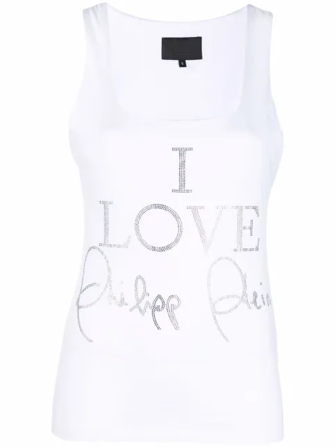 Philipp Plein crystal-embellished tank top White PAACWTK2422PJO002N