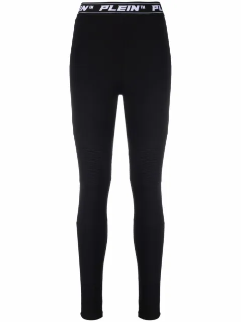 Philipp Plein logo-waistband leggings Black PAACWJT1556PJO002N