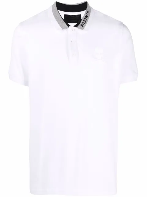 Philipp Plein logo embroidered polo shirt White PAACMTK5516PJO002N