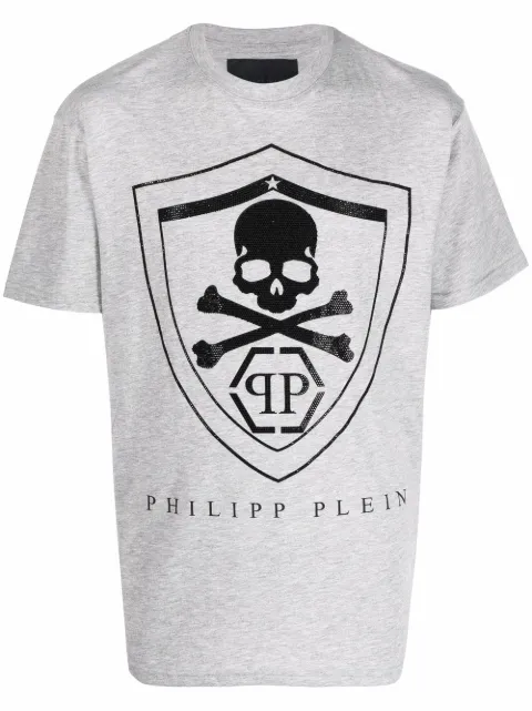 Philipp Plein skull-logo print T-shirt Grey PAACMTK5514PJO002N