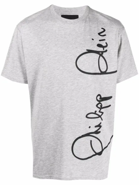 Philipp Plein logo-print short-sleeved T-shirt Grey PAACMTK5508PJO002N