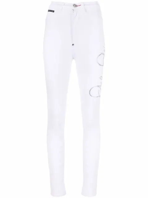 Philipp Plein logo-print jeggings White PAACWDT1920PDE004N
