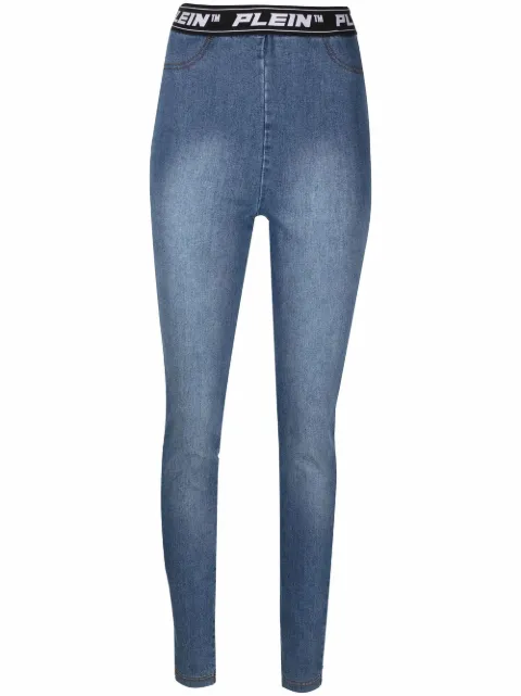 Philipp Plein logo-waistband leggings Blue PAACWDT1915PDE004N
