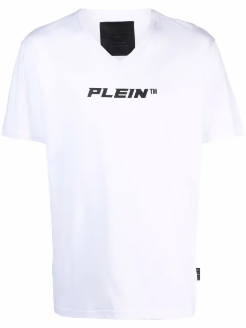 Philipp Plein V-neck logo print T-shirt White PAACMTK5505PJO002N