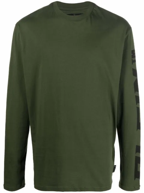 Philipp Plein logo-print long-sleeved T-shirt Green PAACMTK5503PJO002N