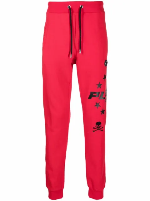 Philipp Plein logo skull tracksuit bottoms Red PAACMJT1983PJO002N
