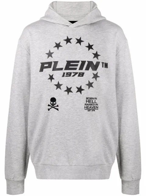 Philipp Plein logo-print pullover hoodie Grey PAACMJB2670PJO002N