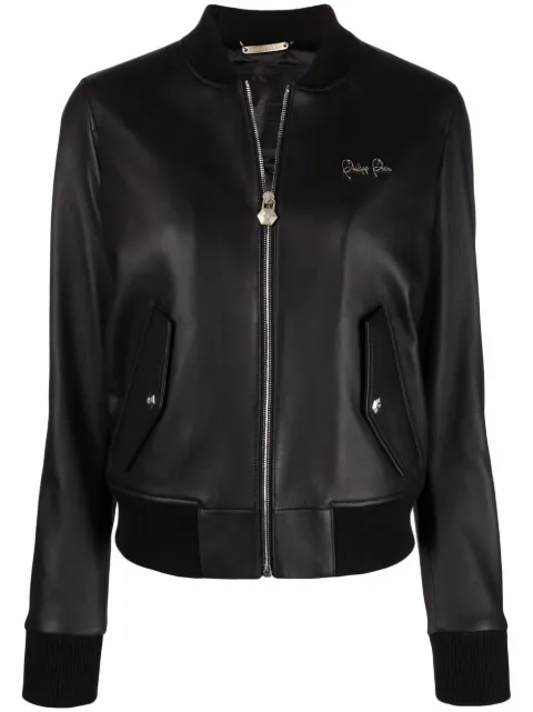 Philipp Plein leather bomber jacket Black FAACWLB0913PLE010N