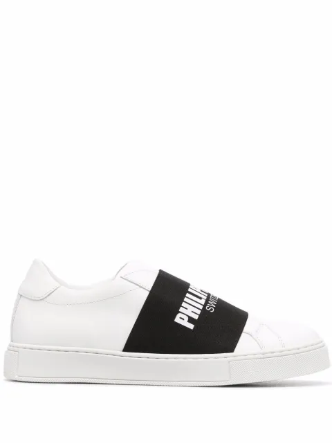 Philipp Plein logo-print slip-on sneakers White PAASWSC2465PLE010N