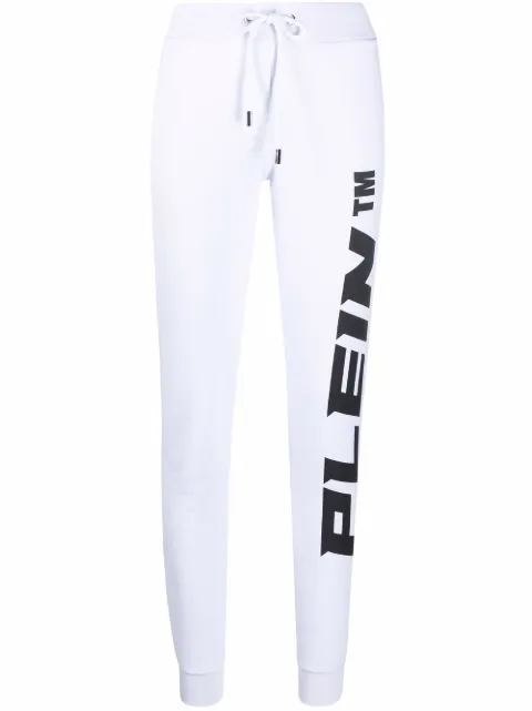 Philipp Plein logo-print cotton joggers White PAACWJT1554PJO002N