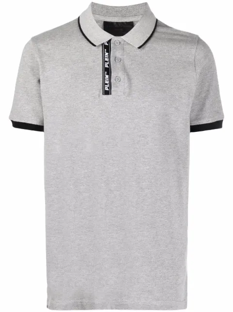 Philipp Plein logo-tape detail polo shirt Grey PAACMTK5518PJO002N