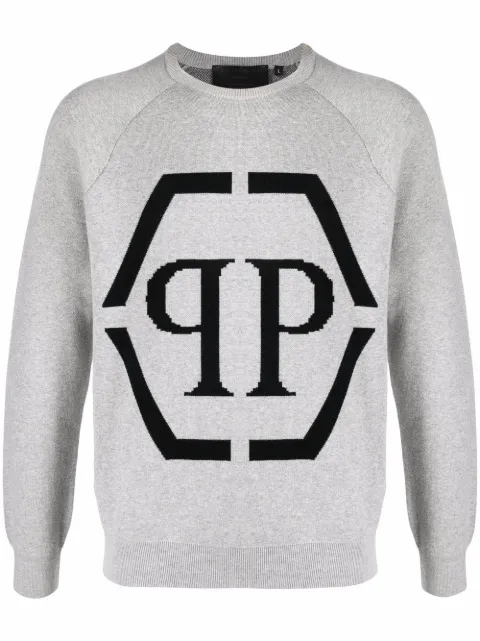 Philipp Plein logo-print sweatshirt Grey PAACMKO1105PKN002N