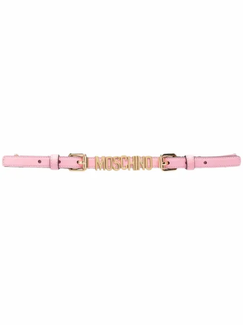 Moschino logo plaque chain belt Pink A80328008